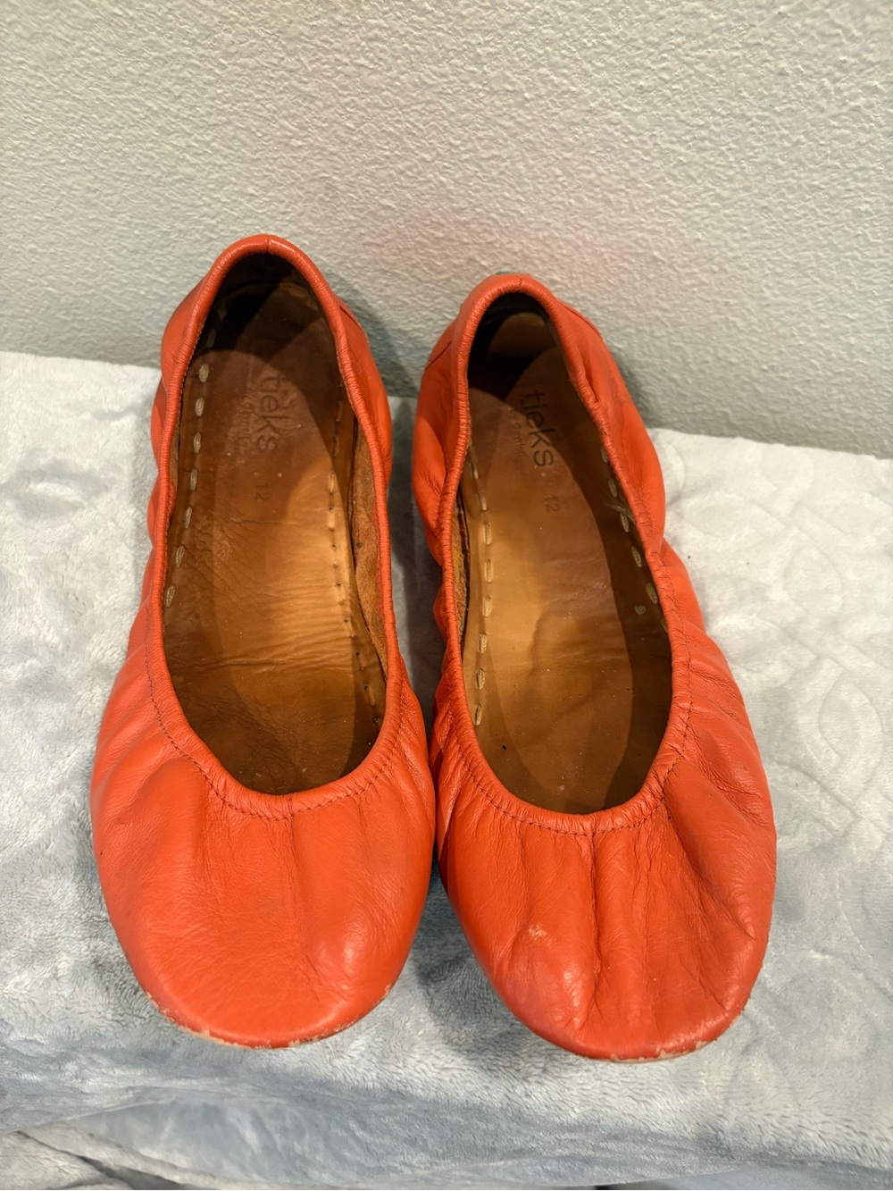 Tieks Orange Leather Ballet Flats